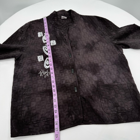 Focus Womens Quilted Jacket Cardigan Size XL Black Hand Painted Art To‎ Wear - Picture 10 of 10